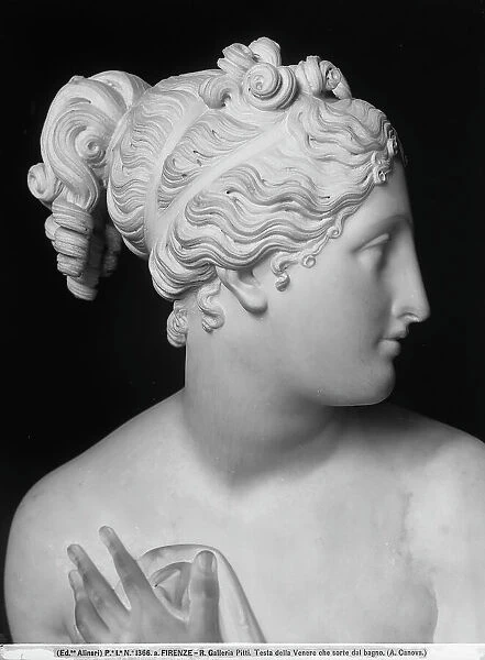 Face of Venus, detail of the Venus Italica, sculpture by Antonio Canova, located at the Galleria Palatina of the Palazzo Pitti in Florence