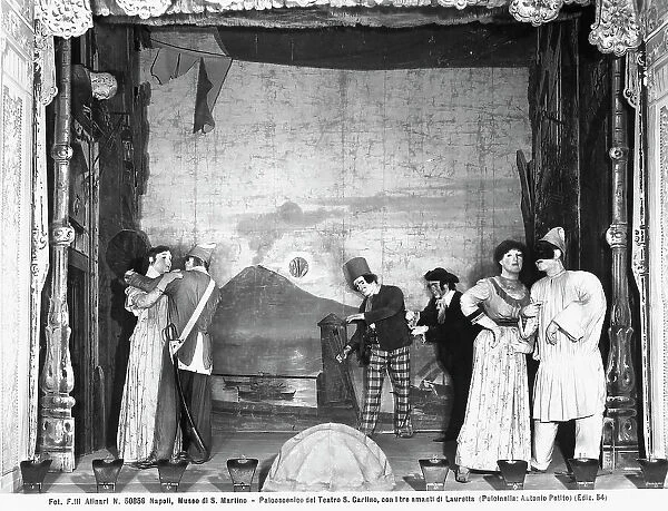 Full-scale model of the Teatro San Carlino with figurines depicting characters from the Neapolitan comedy in the National Museum of San Martino in Naples. The model was created in the National Exhibition of Turin in 1898