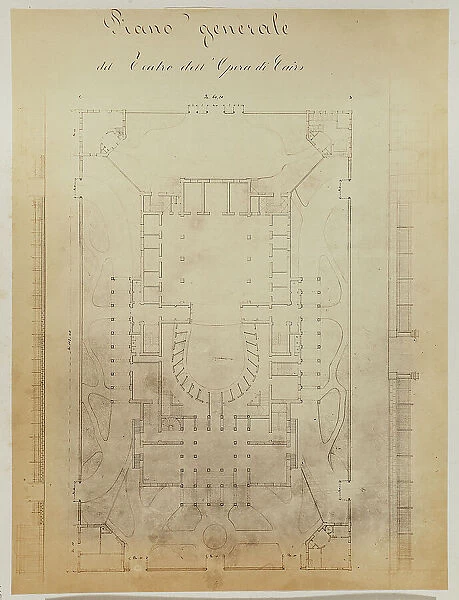 General map of the Cairo Opera House (Il Khedivial Opera House or Royal Opera House)