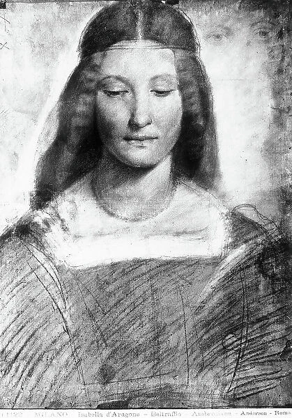 Isabella of Aragon. Drawing by Boltraffio, preserved in the Ambrosian Portrait Gallery, Milan