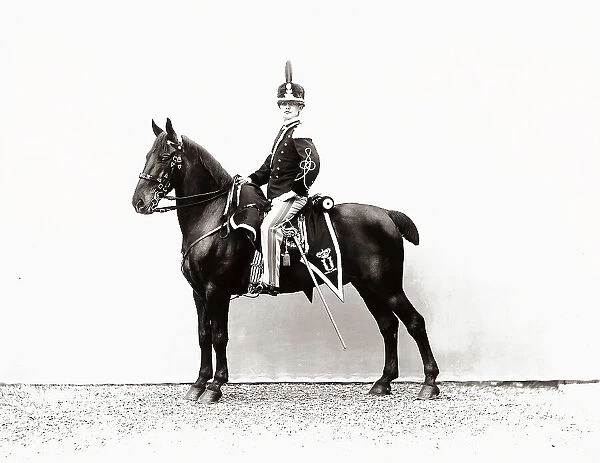 Lieutenant Guicciardini wearing his Royal Guard uniform, photographed on horseback