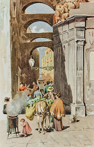 'Napoli - Vico del Sole'; postcard, color printing