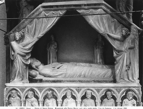 Detail of the tomb of Queen Mary of Hungary, by Tino di Camaino and Gagliardo Primario, inside the church of Santa Maria Donnaregina in Naples