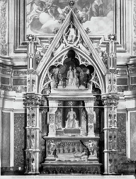 Tomb of Robert I of Anjou, known as Robert the Wise, upper part, marble, Giovanni and Pacio Bertini (both active in the mid-fourteenth century), Church of Santa Chiara, Naples