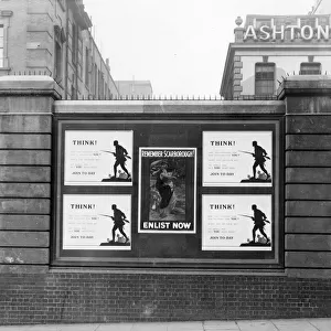 Wartime recruiting posters at Paddington Station, 1915