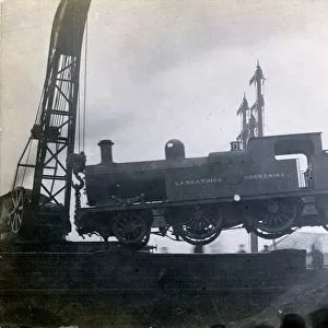2-4-2 Tank Engine Suspended by Cranes, Rochdale, Lancashire