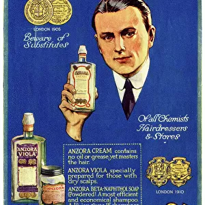 Advert, Anzora Hairdressing Cream, Oil and Soap