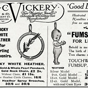 Advert for J. C Vickery lucky jewellery 1916