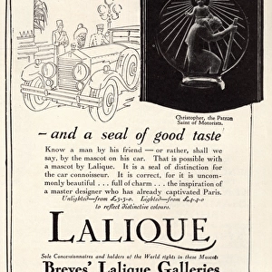 Advertisment for a Lalique mascot