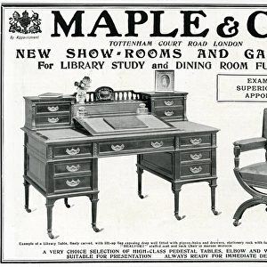 Advert for Maple & Co. library table & chair 1904