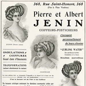 Advert for Pierre et Albert Jenin womens hair 1909