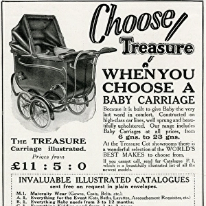 Advert for Treasure Cot, baby carriages 1927
