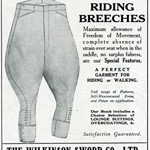 Advert for Wilkinsons riding breeches 1918