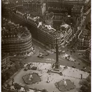 Aerial View looking down on Trafalgar Square, London