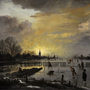 Aert van der Neer (c. 1603-1677). Winter Landscape with Ice