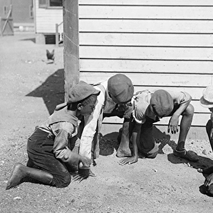 Four African American children playing a gambling game in Am