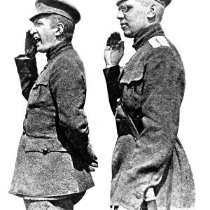 Alexander Kerensky, Russian leader, taking the salute