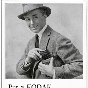 American advert for a compact pocket Kodak camera. Date: 1916