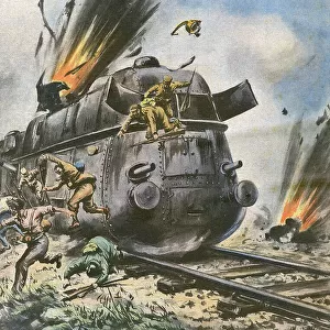 Armoured train bombed, Spanish Civil War