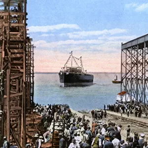 Battleship launch, Newport News, Virginia, USA