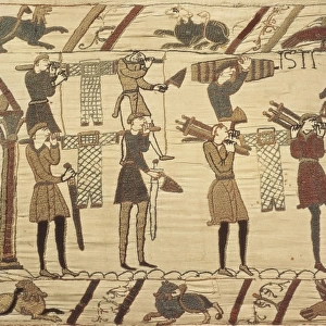 Bayeux Tapestry. 1066-1077. Ttransport of weapon