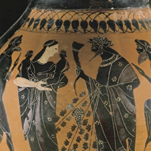 Black-figure vase. Detail with Dyonisus and Leto