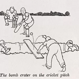 bomb crater, cricket pitch / W H Robinson