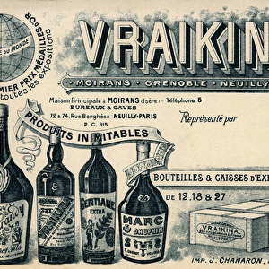 Four bottles of liquor produced by the Vraikina Company