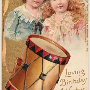 Boy & girl with drum