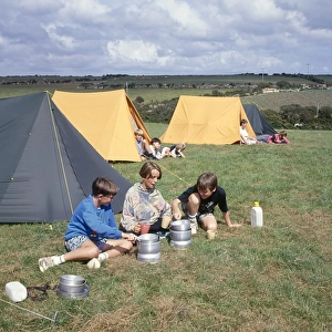 Boys camping, West Country
