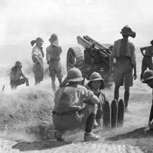 British 60 pounder gun in action, Samarra, WW1