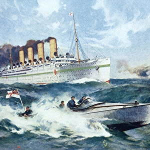 British hospital ship under escort, WW1