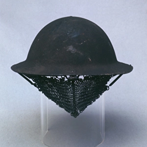 British soldiers helmet with chainmail, WW1