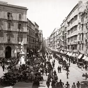 c. 1880s Italy Naples Napoli - Via Roma