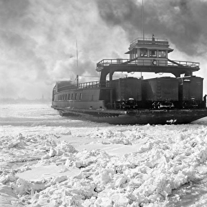 Car ferry, Michigan Central, entering slip, Detroit River, M