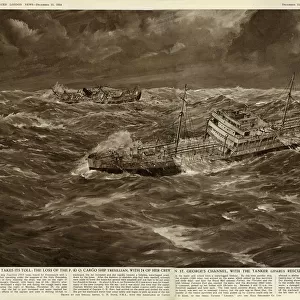 Cargo ship Tresillian wrecked in storm, 1954