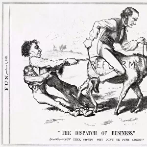 Cartoon, The Dispatch of Business (Disraeli and Gladstone)