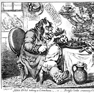Cartoon, John Bull taking a Luncheon