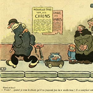 Cartoon, New taxes on dogs, WW1