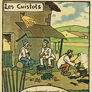 Cartoon, Peeling potatoes, WW1