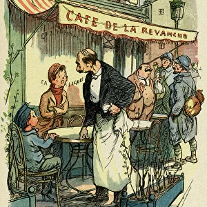 Cartoon, Scene outside a cafe, WW1
