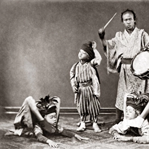 Child acrobats, Japan, circa 1870s