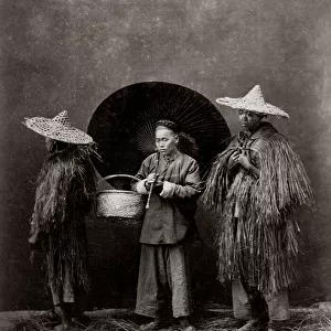 Chinese peasants in grass coats, c. 1880 s