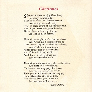 Christmas card with poem by George Wither