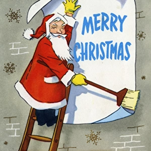 Christmas card, Santa Claus as bill sticker