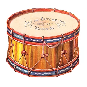 Christmas card in the shape of a drum
