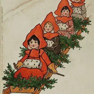 Christmas children sledging
