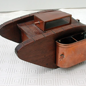 Cigarette box in the form of a tank, WW1