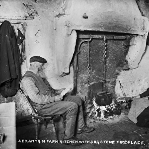A Co. Antrim Farm Kitchen With Dog Stone Fireplace