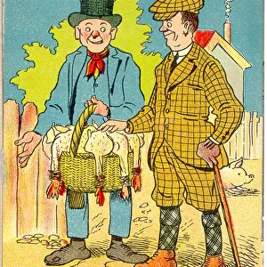 Comic postcard, Supply and demand - the price of poultry Date: 20th century